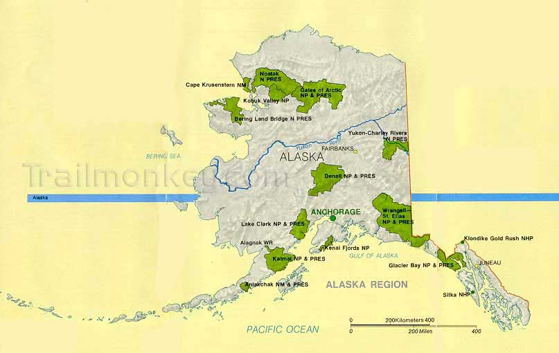 Alaska's National Parks Overview Map, (44K) 